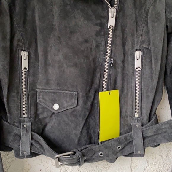 Andrew Marc Sabrina Suede Moto Jacket Sizes S & M Charcoal Grey Rare & Sold Out - Picture 7 of 8